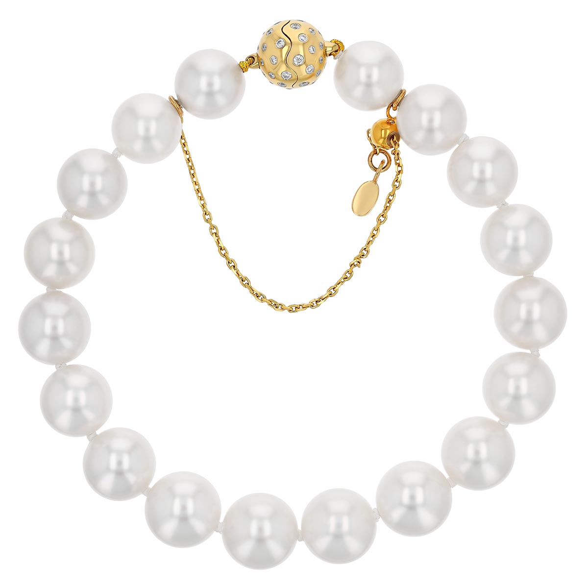TARA Pearls South Sea Cultured Pearl Bracelet with Yellow Gold & Diamond Clasp, 8