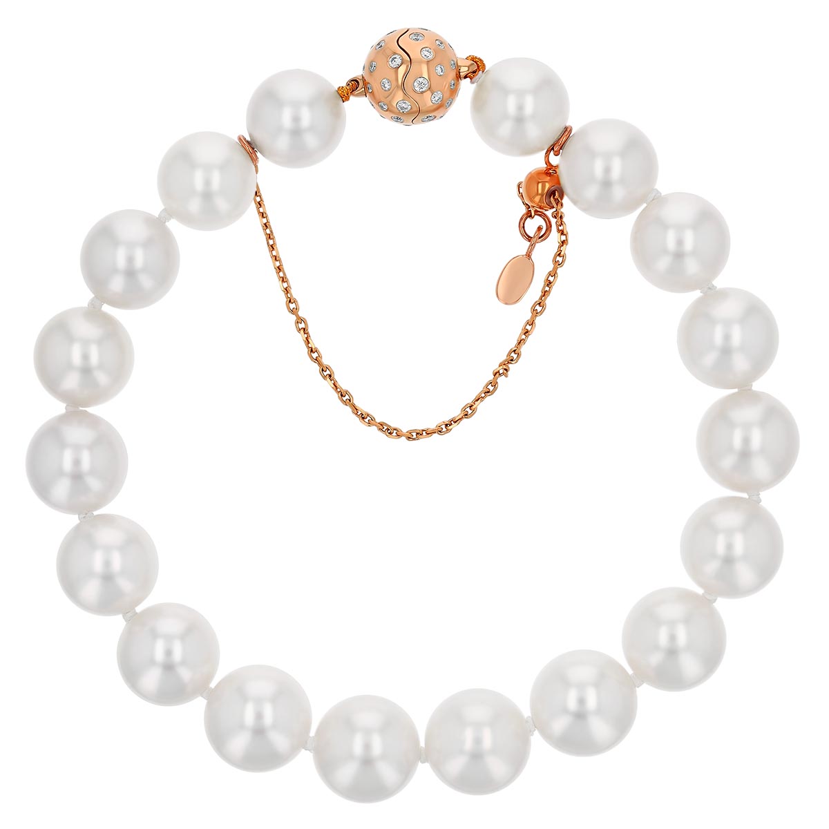 TARA Pearls Cultured Pearl Bracelet with Rose Gold & Diamond Clasp, 7.5
