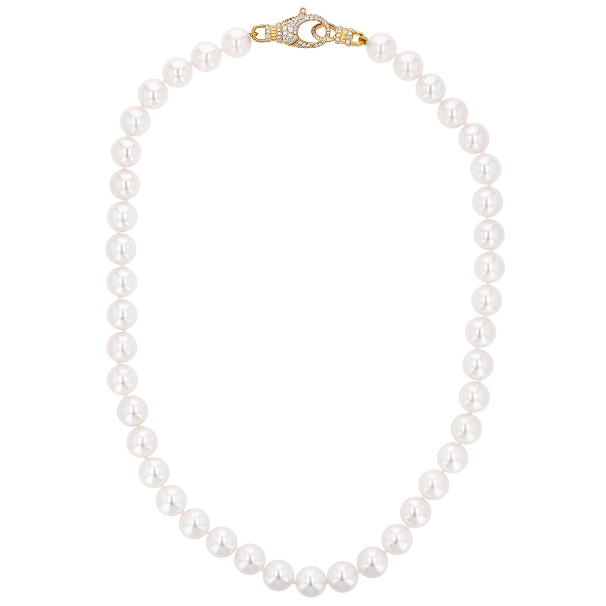 TARA Pearls Cultured Pearl Strand Necklace with Diamond & Yellow Gold Clasp, 18.5