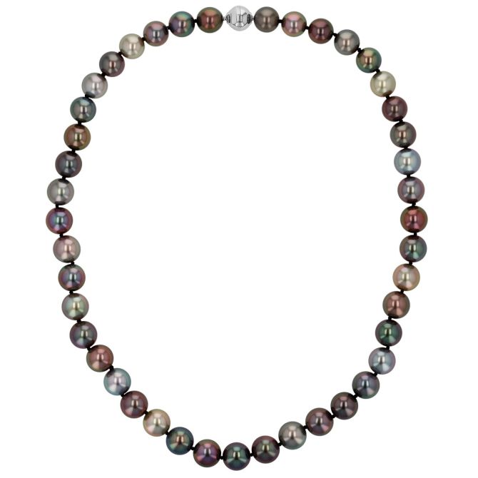 TARA Pearls Tahitian South Sea Cultured Pearl Strand Necklace with White Gold Clasp 17.5