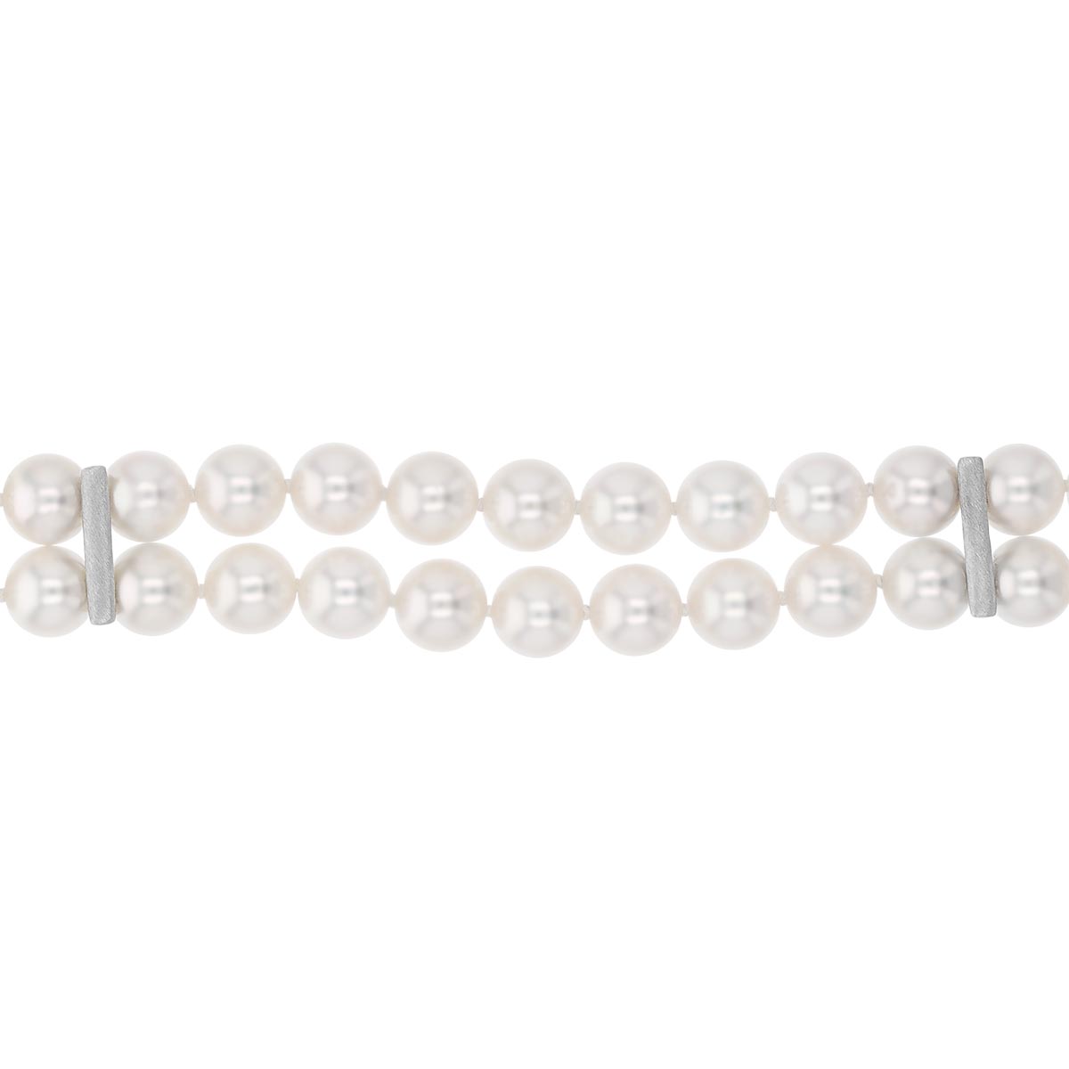 TARA Pearls Cultured Pearl Double Strand Bracelet with White Gold Stations, 8