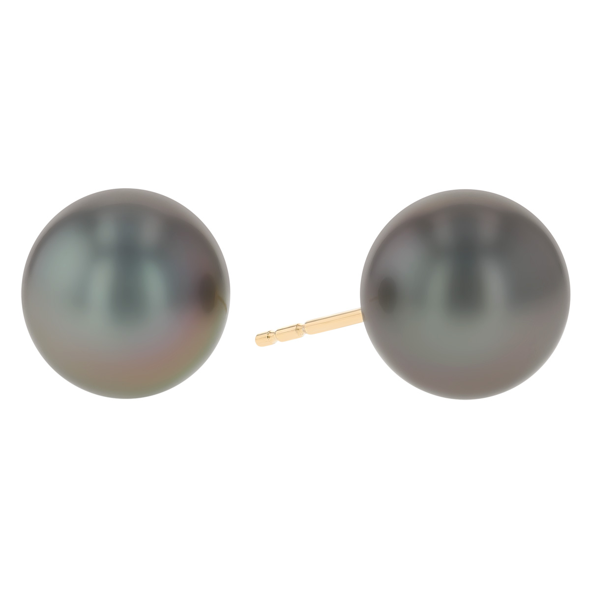 TARA Pearls Black Tahitian South Sea Cultured Pearl Stud Earrings in Yellow Gold, 9-10 mm