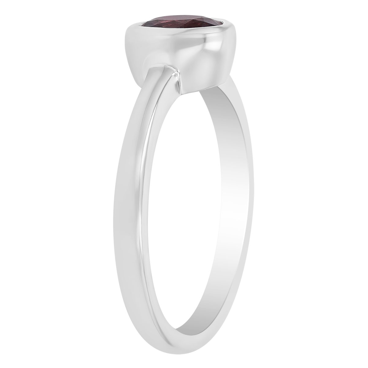 Bezel Set Oval Ruby Solitaire Ring in White Gold
