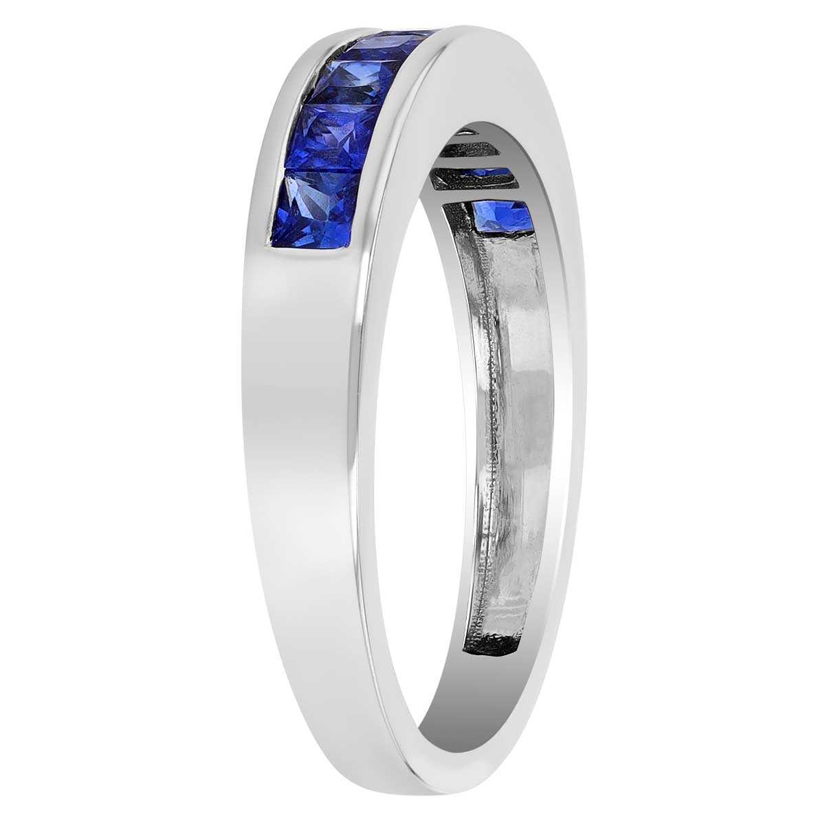 Princess Cut Sapphire Channel Set Ring in White Gold