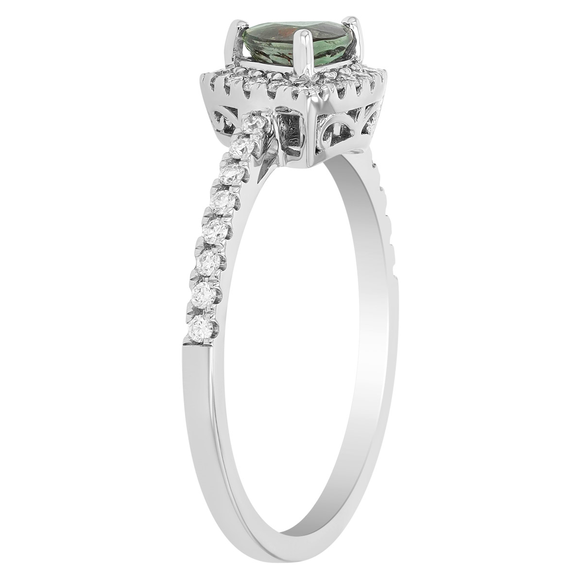 Trillion Alexandrite & Diamond Ring in White Gold