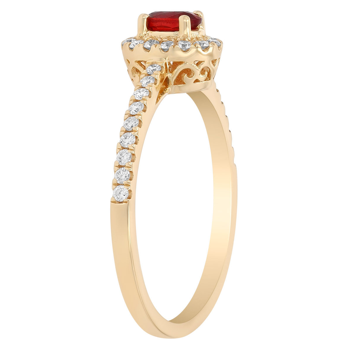 Oval Ruby & Diamond Ring in Yellow Gold