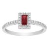 Baguette Ruby & Diamond Ring in White Gold