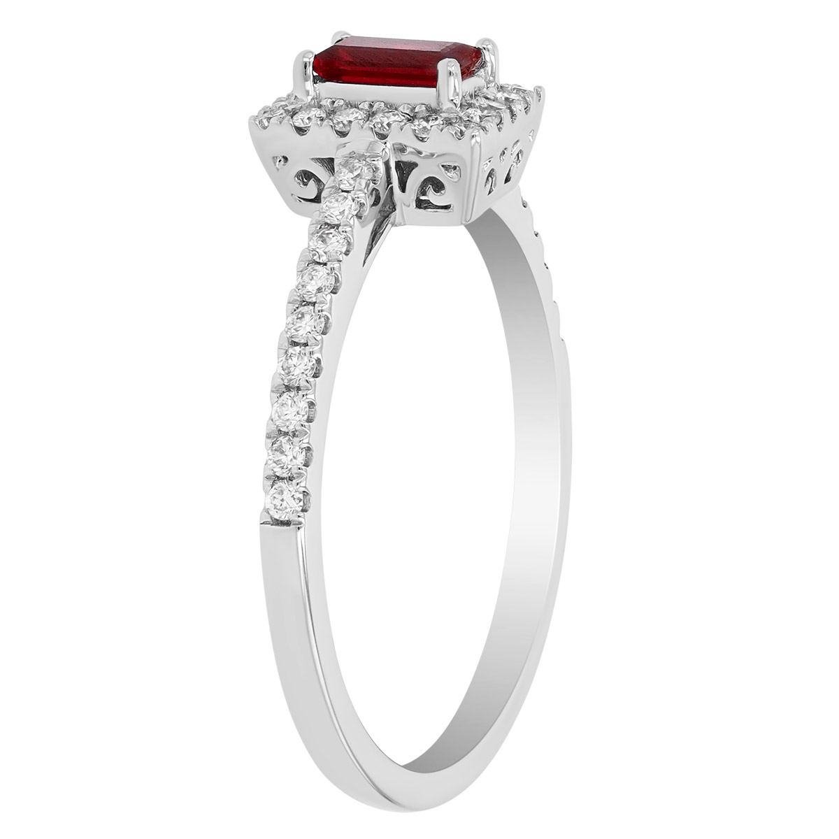 Baguette Ruby & Diamond Ring in White Gold