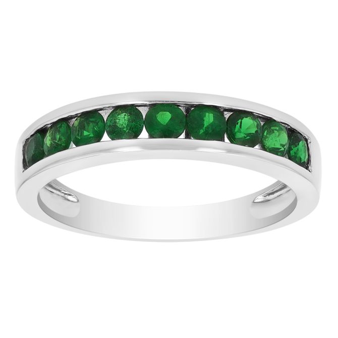 Channel Set Round Tsavorite Garnet Ring in White Gold