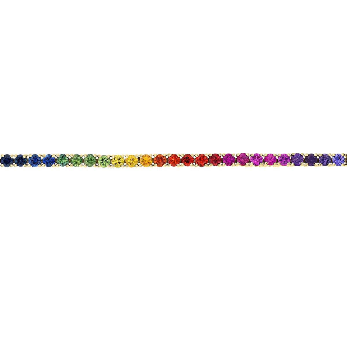 Multicolored Sapphire Rainbow Tennis Bracelet in Yellow Gold, 7