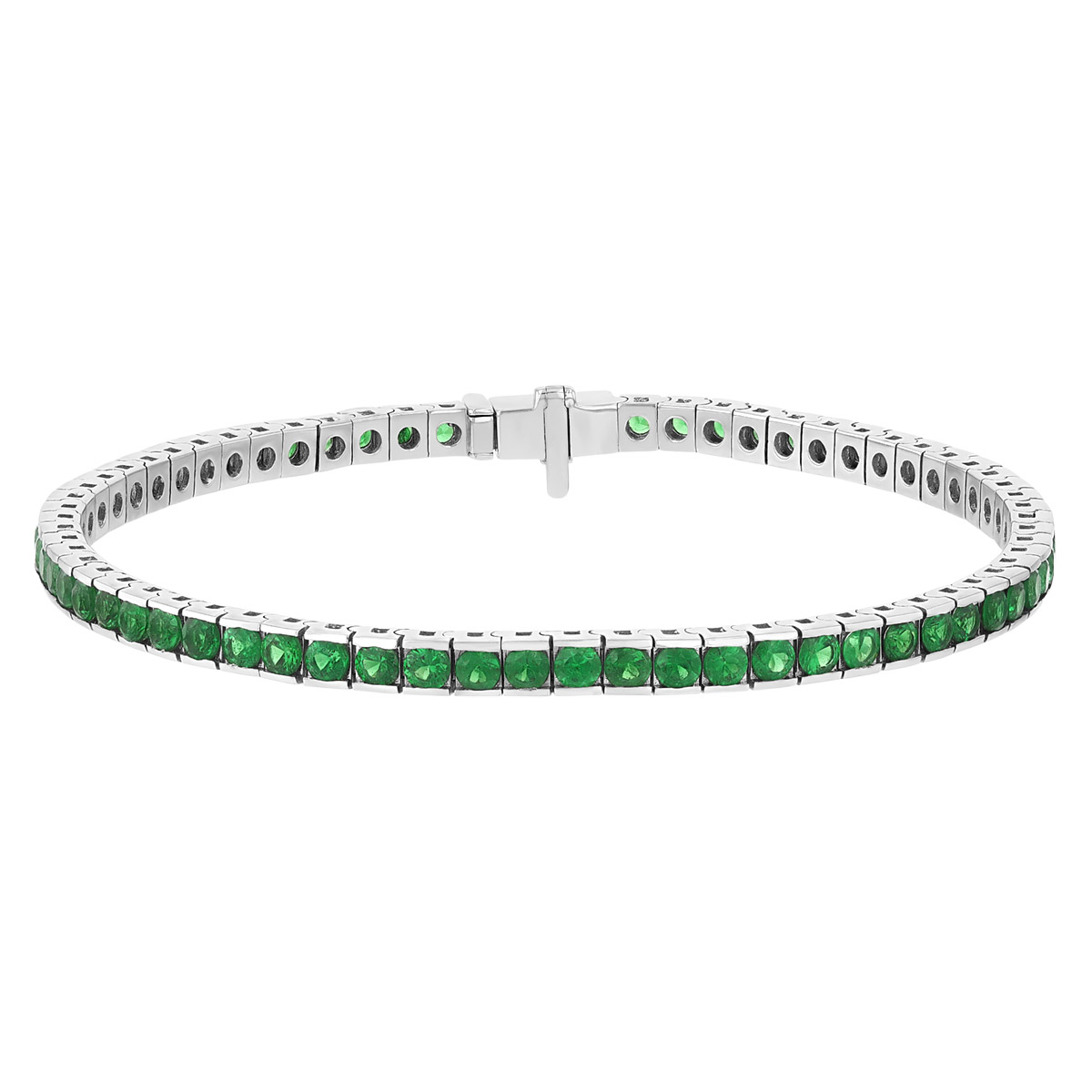 Princess Cut Tsavorite Garnet Tennis Bracelet in Yellow Gold, 7
