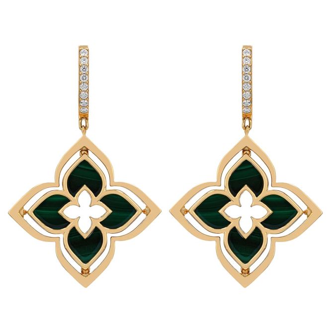 ロベルト・ ピアス Roberto Coin Venetian Princess Pirouette Diamond & Malachite