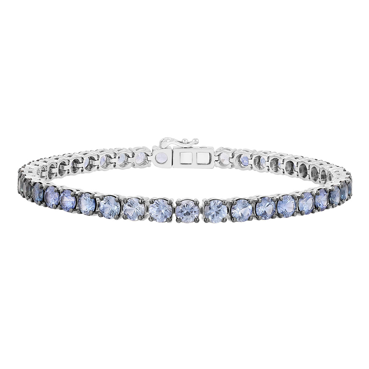 Ombre Blue Sapphire Tennis Bracelet in White Gold, 7