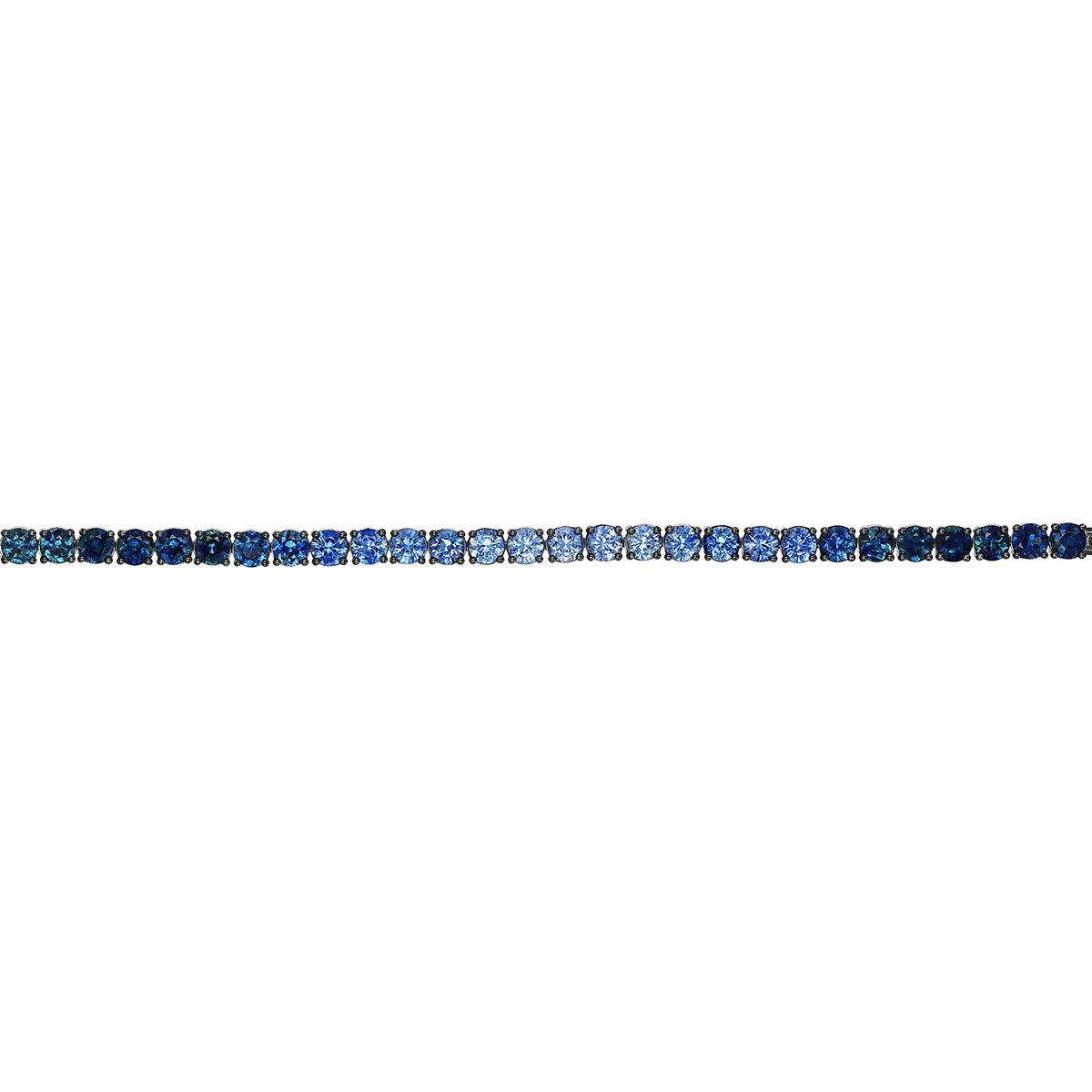 Ombre Blue Sapphire Tennis Bracelet in White Gold, 7
