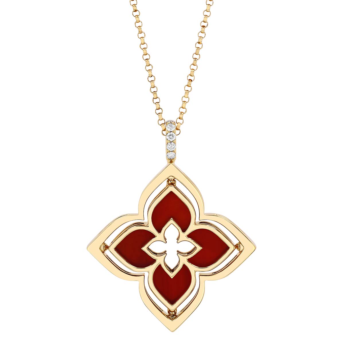 Roberto Coin Venetian Princess Pirouette Diamond & Red Agate Pendant in  Yellow Gold, 17