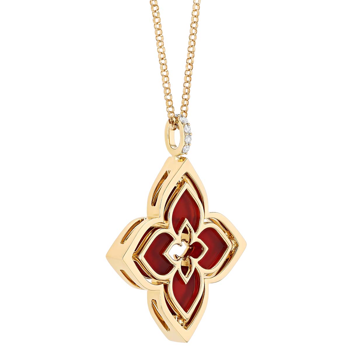 Roberto Coin Venetian Princess Pirouette Diamond & Red Agate Pendant in  Yellow Gold, 17