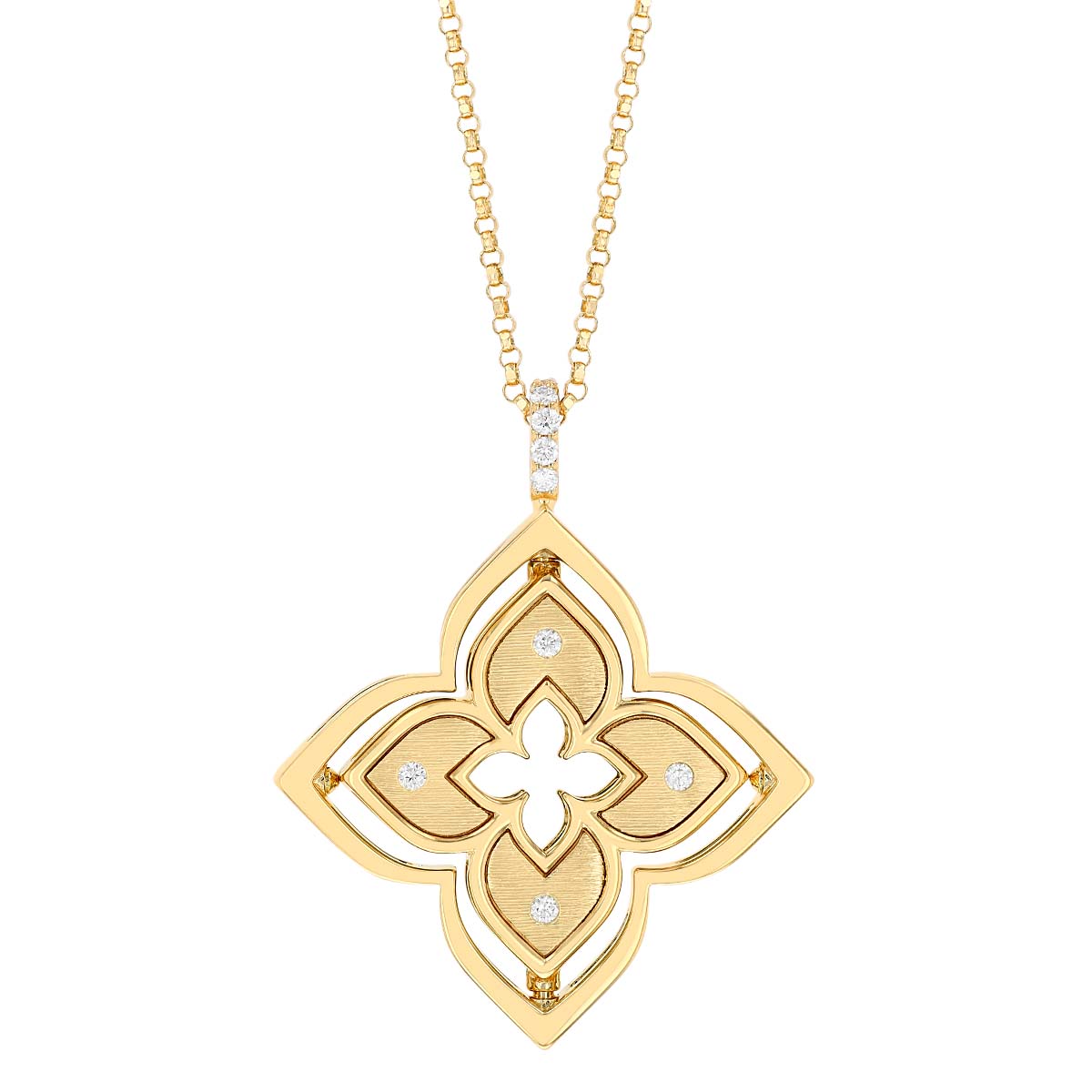 Roberto Coin Venetian Princess Pirouette Diamond & Red Agate Pendant in  Yellow Gold, 17