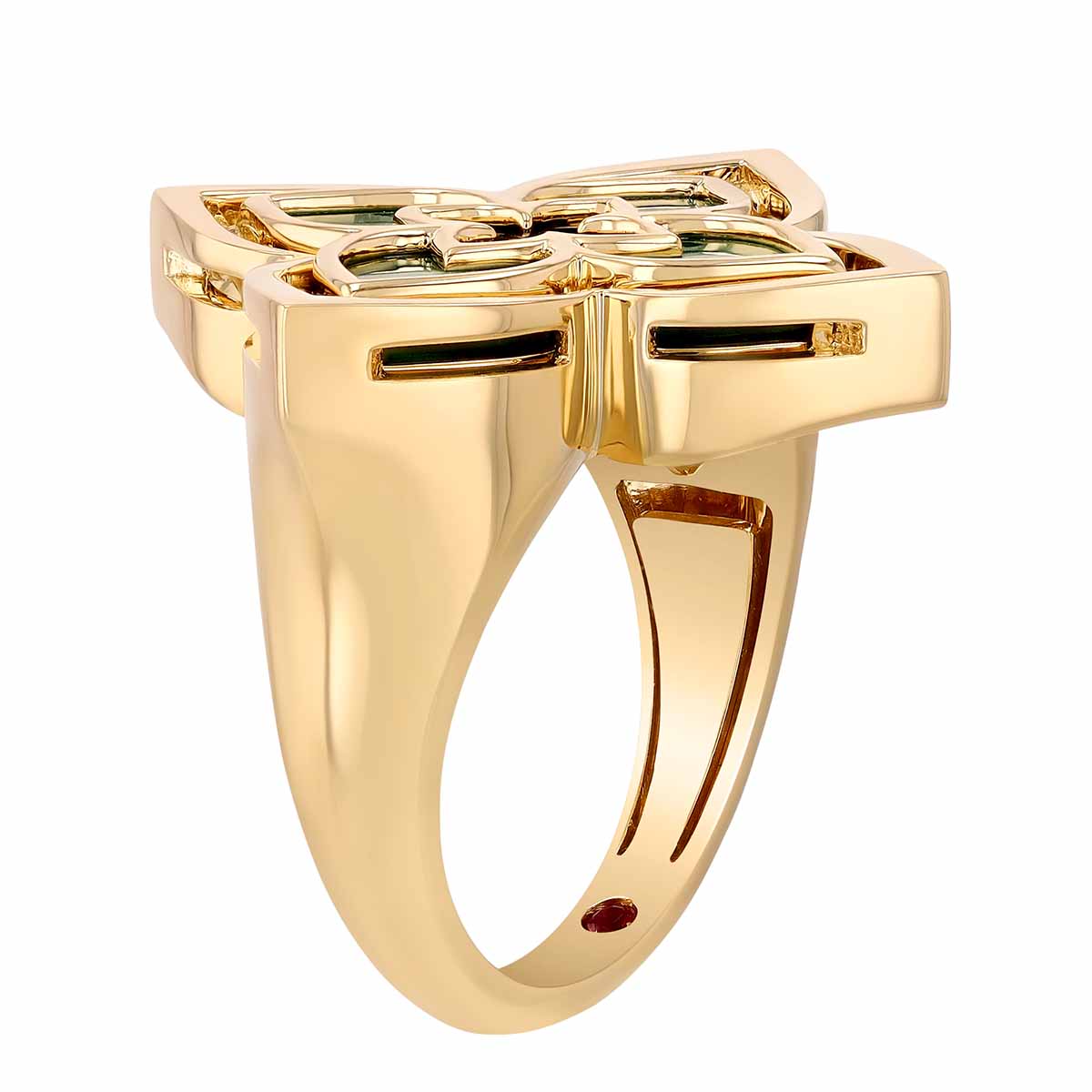Roberto Coin Venetian Princess Pirouette Diamond & Malachite Ring in Rose Gold