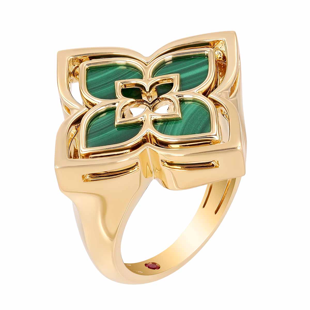 Roberto Coin Venetian Princess Pirouette Diamond & Malachite Ring in Rose Gold