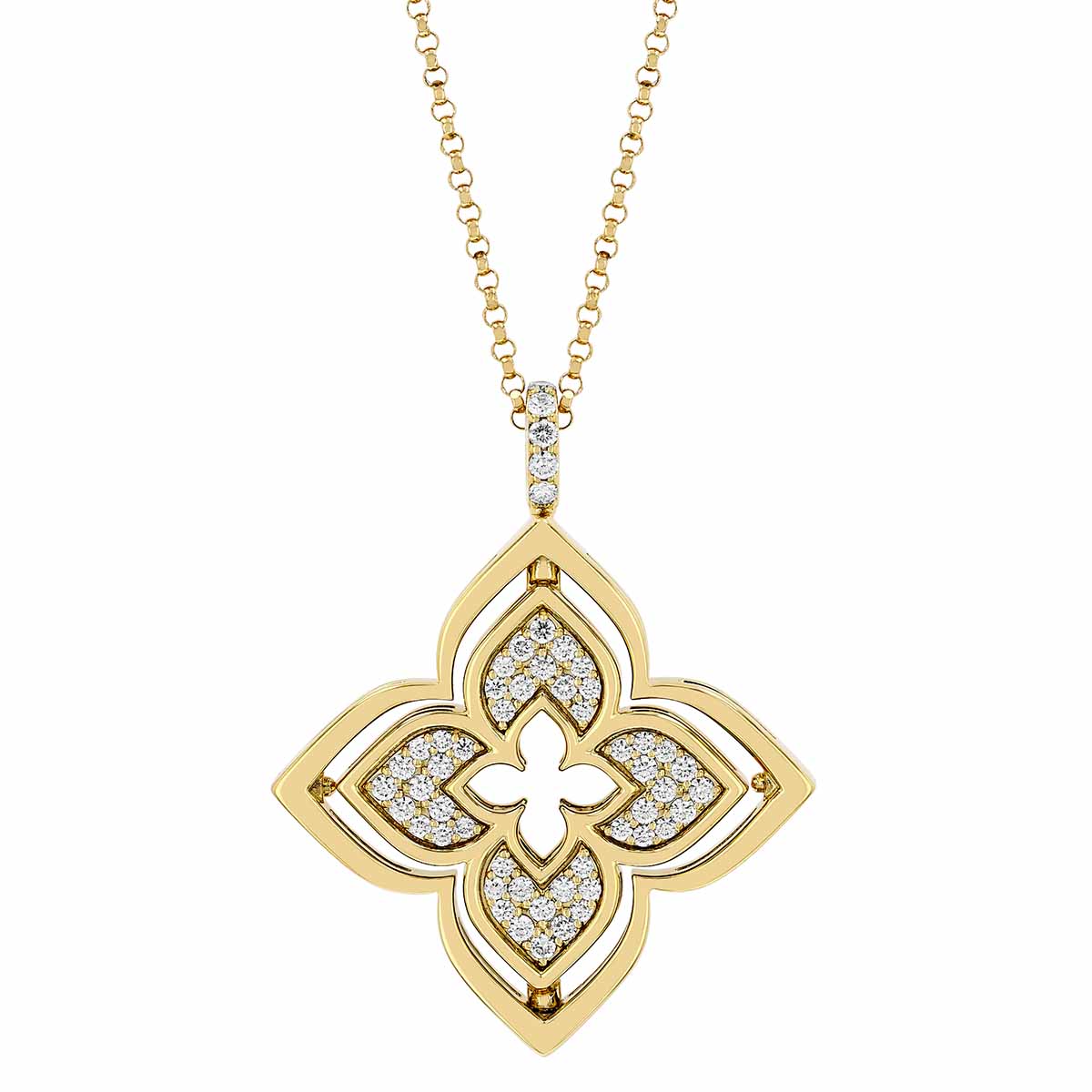 Roberto Coin Venetian Princess Pirouette Diamond Pave & Malachite Pendant in  Yellow Gold, 17