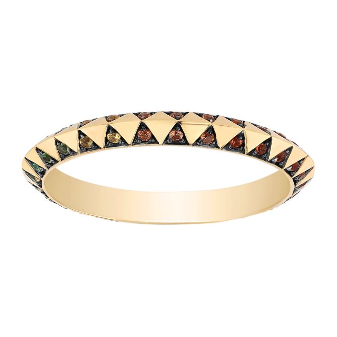 Harwell Godfrey Skinny Talisman Multi Gemstone Stacking Ring in Yellow Gold