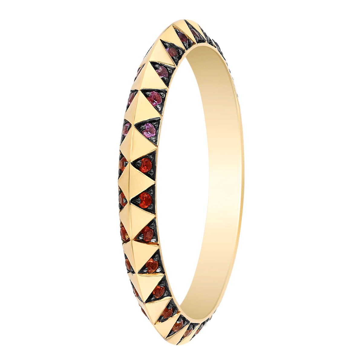 Harwell Godfrey Skinny Talisman Multi Gemstone Stacking Ring in Yellow Gold