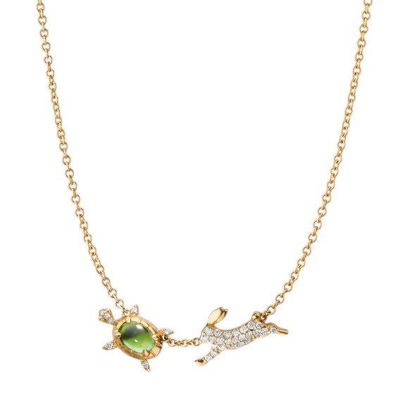 Monica Rich Kosann Tortoise & The Hare Tourmaline Necklace in Yellow Gold, 17"