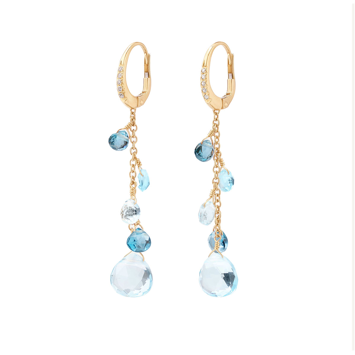 Marco Bicego Paradise Topaz & Diamond Dangle Earrings in Yellow Gold