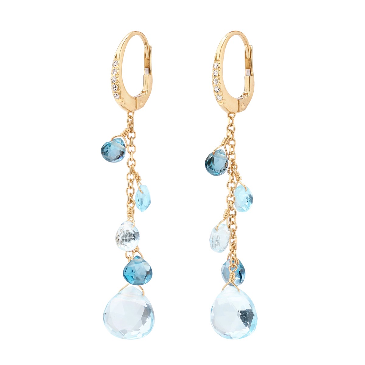 Marco Bicego Paradise Topaz & Diamond Dangle Earrings in Yellow Gold