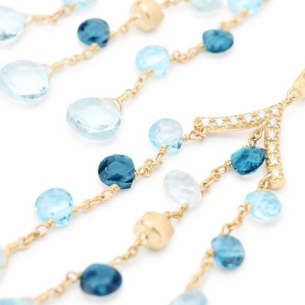 Marco Bicego Paradise Mixed Topaz Three Strand Chandelier Earrings in 18K Yellow Gold