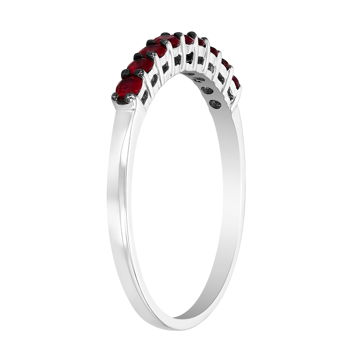 Ruby 9 Stone Band Ring in White Gold & Black Rhodium