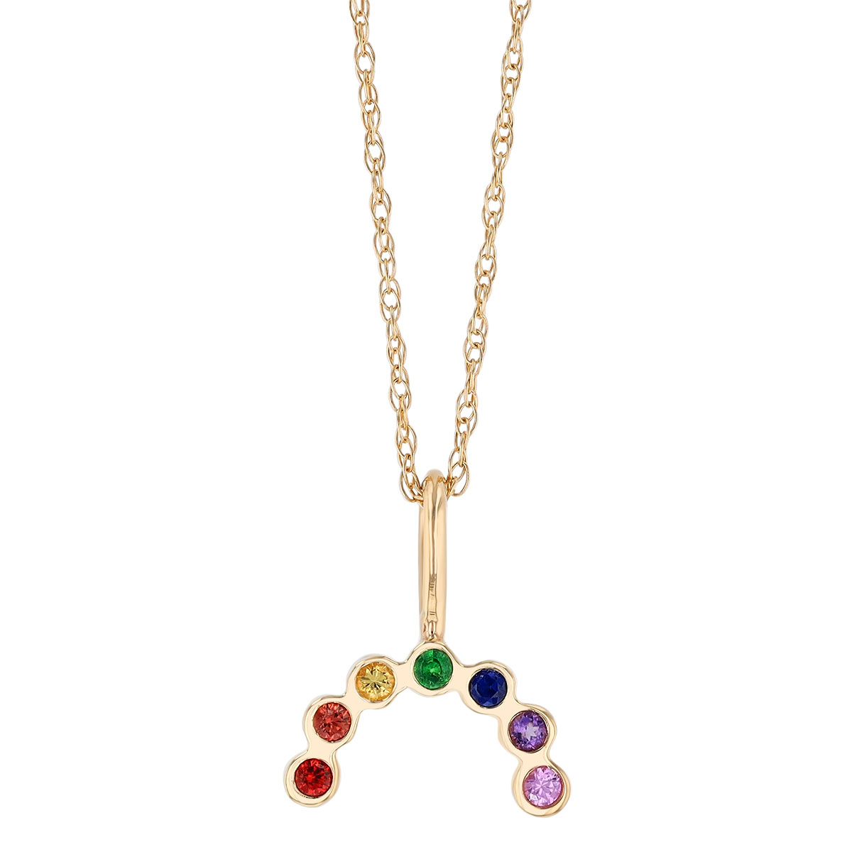 Zoe Chicco Multicolored Sapphire Rainbow Pendant in Yellow Gold