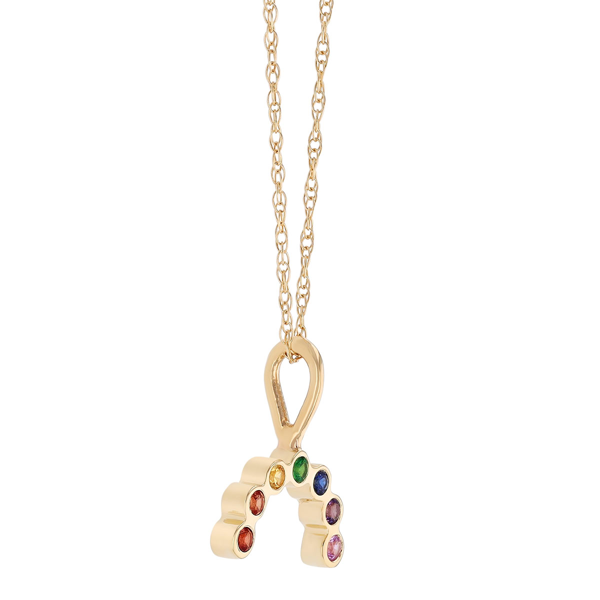 Zoe Chicco Multicolored Sapphire Rainbow Pendant in Yellow Gold