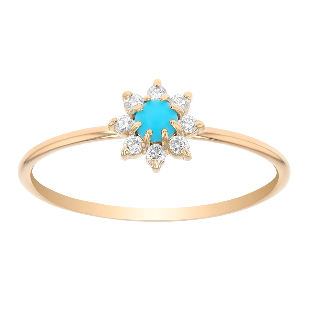 Zoe Chicco Turquoise & Diamond Halo Ring in Yellow Gold