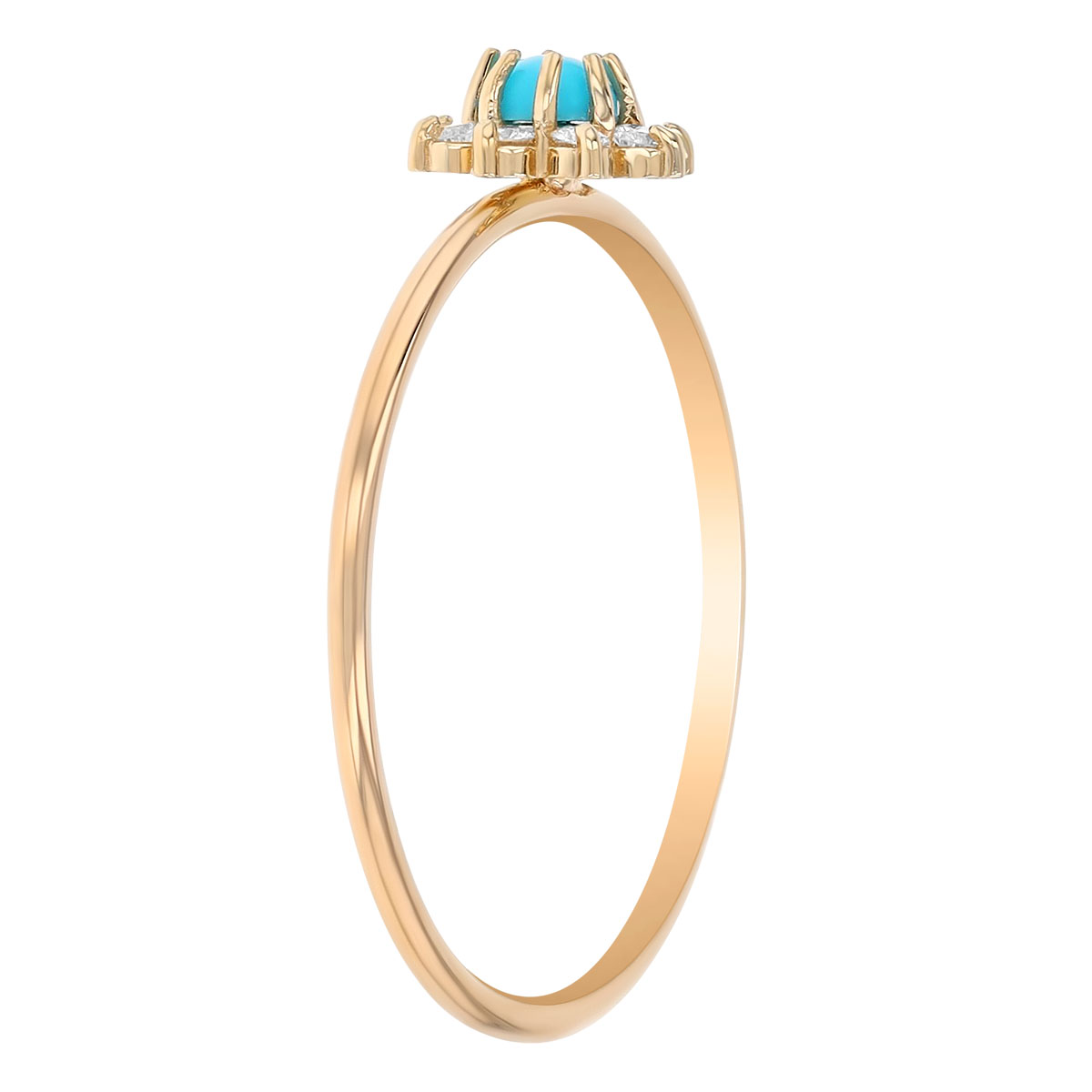 Zoe Chicco Turquoise & Diamond Halo Ring in Yellow Gold