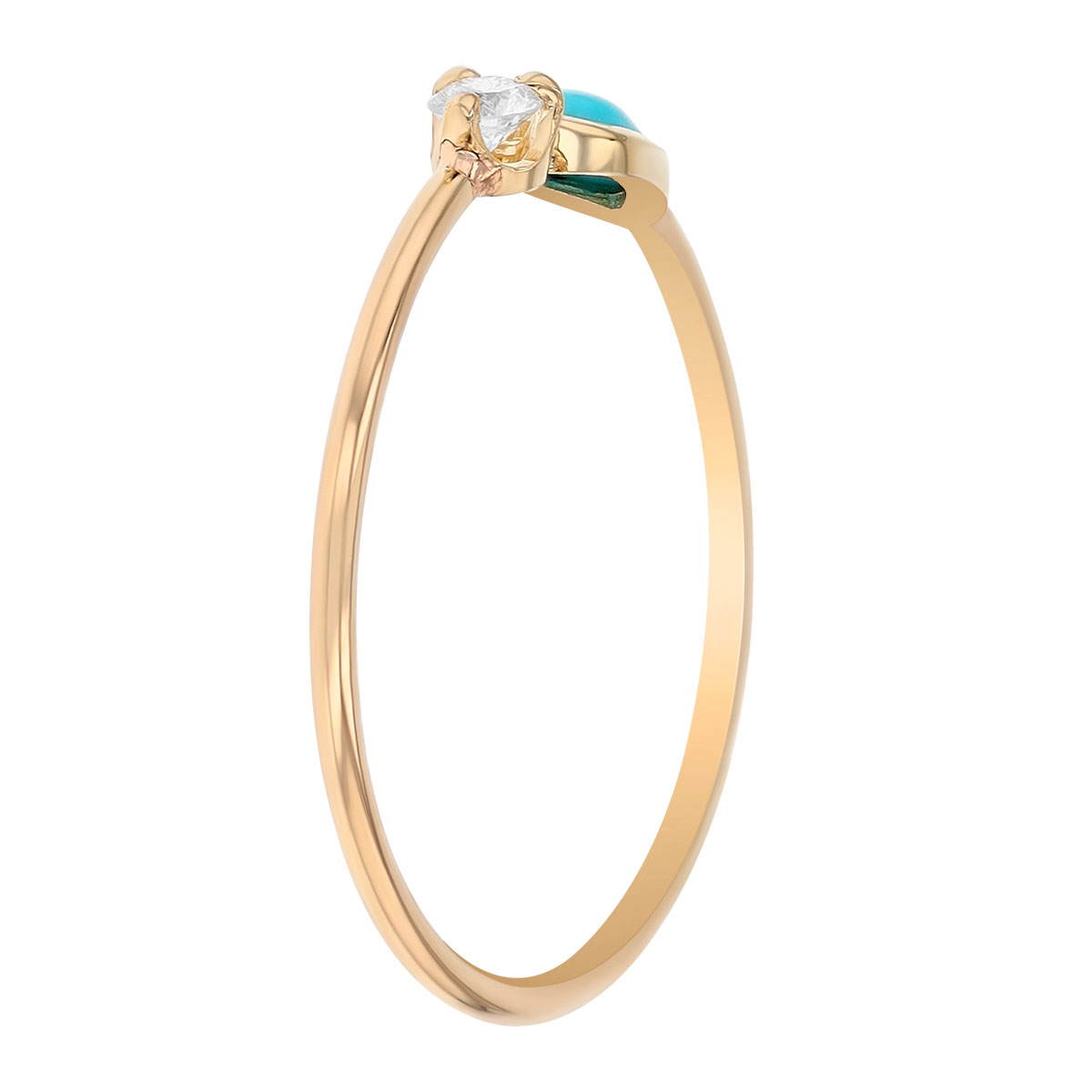 Zoe Chicco Pear Shaped Turquoise & Round Diamond Duo Ring in Yellow Gold