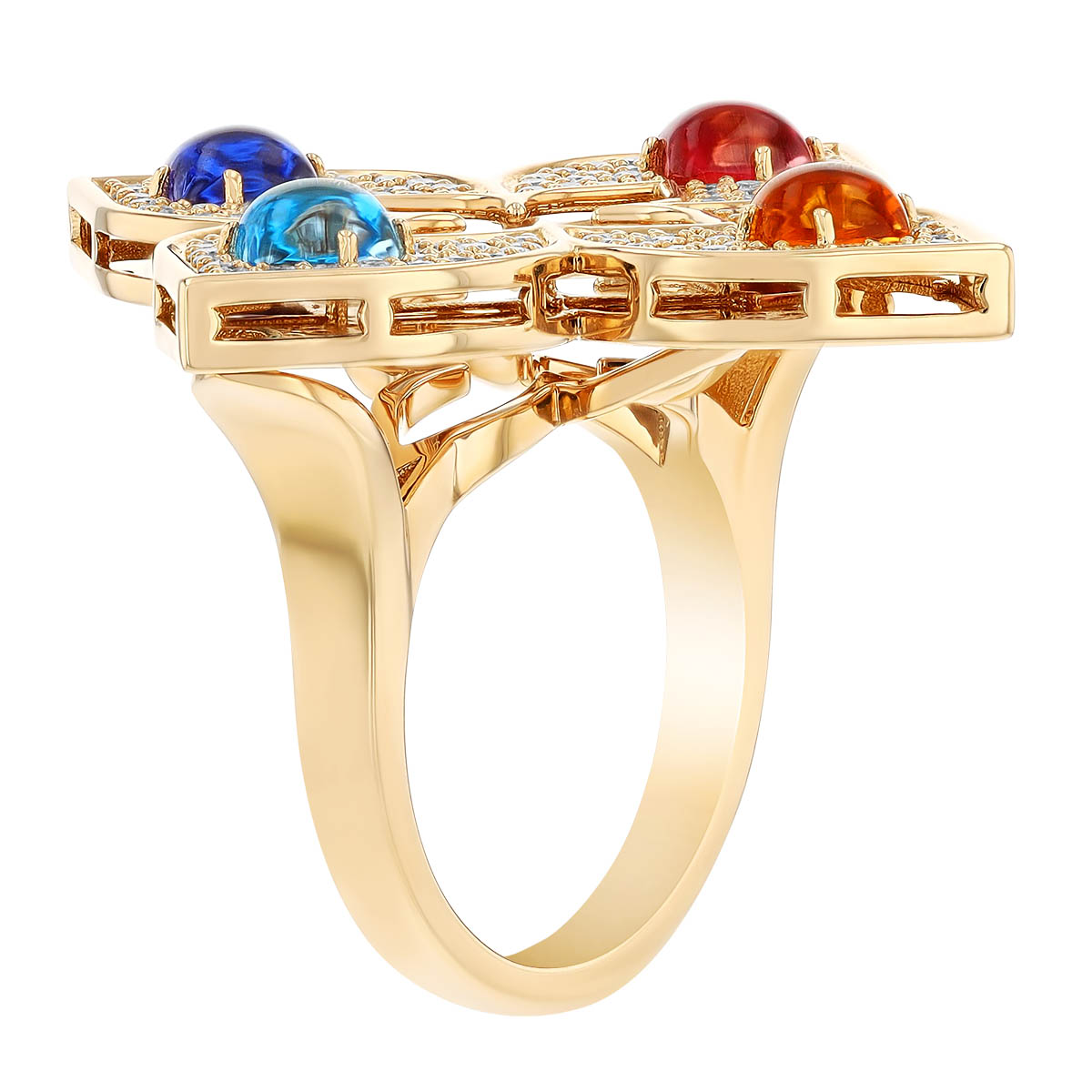 Roberto Coin Venetian Princess Carnival Multiple Gemstone & Diamond Pavé Flower Ring in Rose Gold