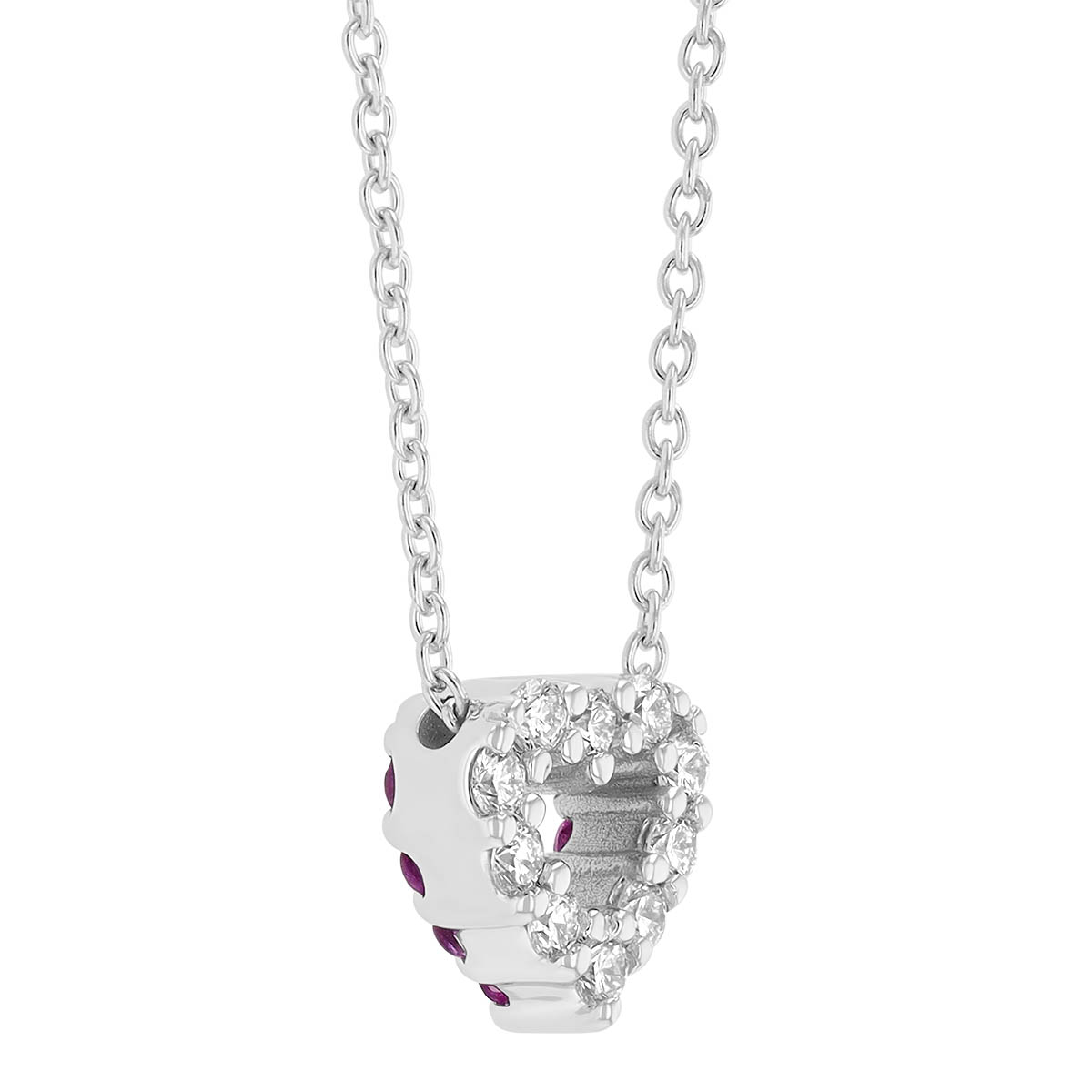 Roberto Coin Diamond & Pink Sapphire Reversible Heart Pendant in White Gold, 18'