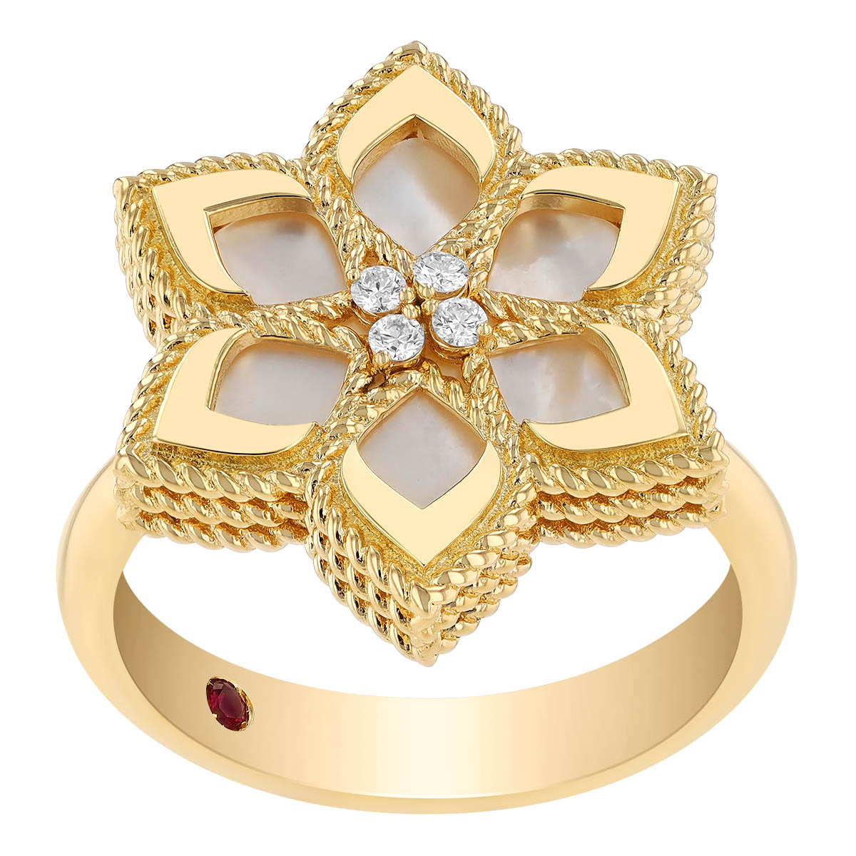 Roberto Coin Vernazza Diamond & Mother of Pearl Flower Ring