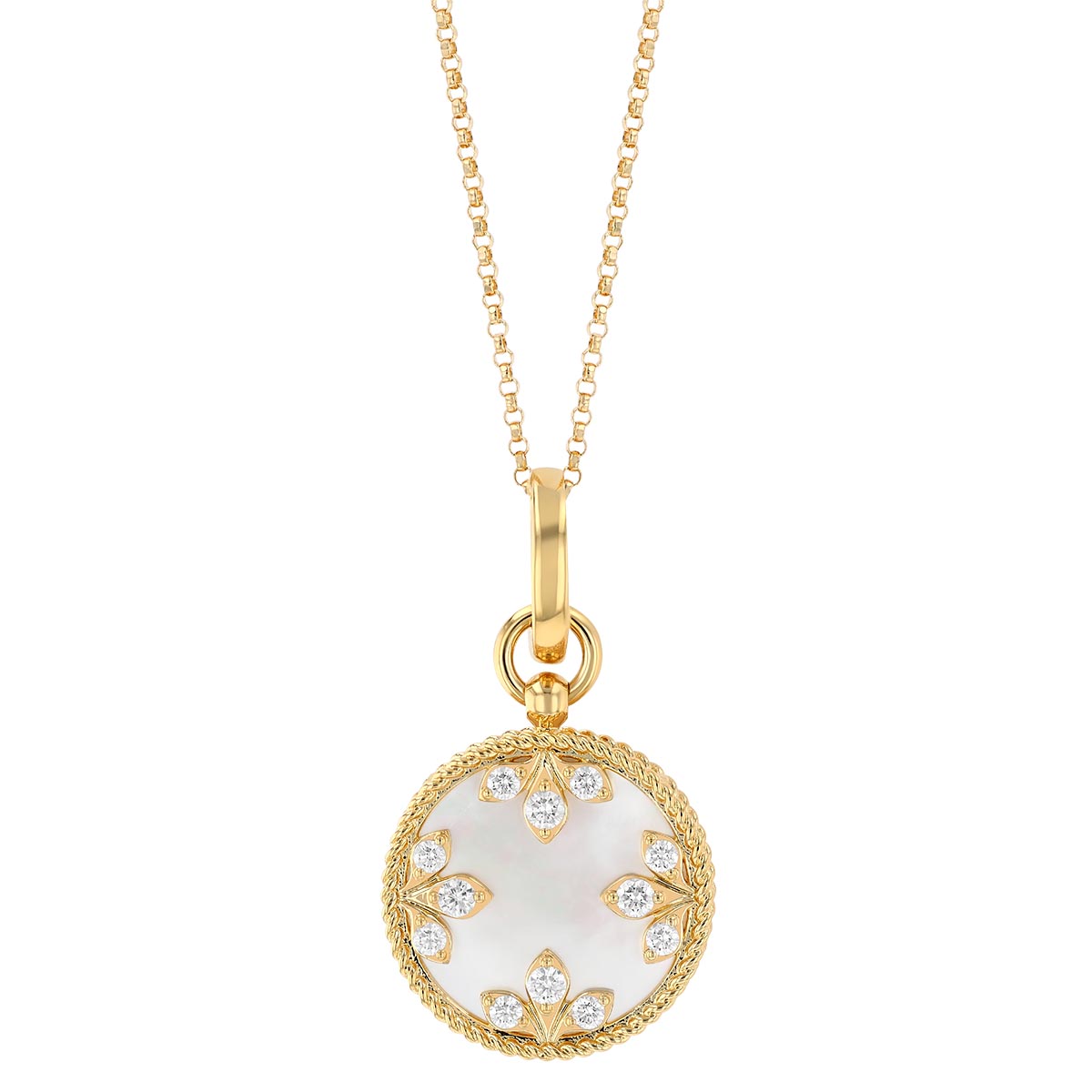 Roberto Coin Diamond & Mother of Pearl Medallion Pendant in Yellow Gold, 18