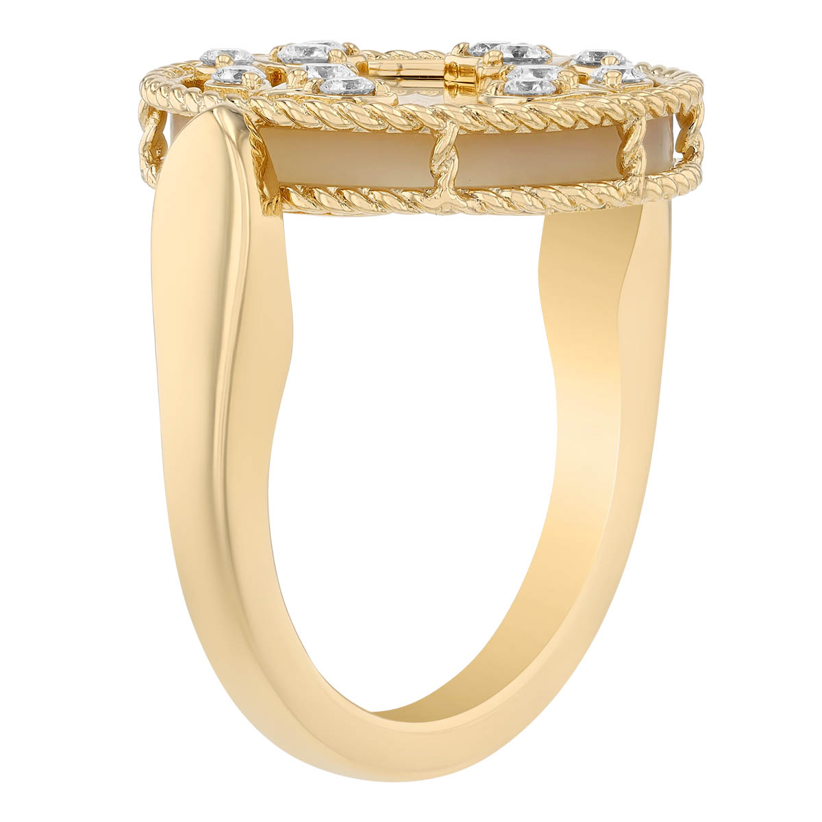 Roberto Coin Yellow Gold Medallion Double-Sided Ring with Diamond & Mother of Pearl