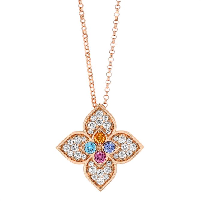 Roberto Coin Venetian Princess Carnival Multiple Gemstone & Diamond Pave Pendant in Rose Gold, 17"