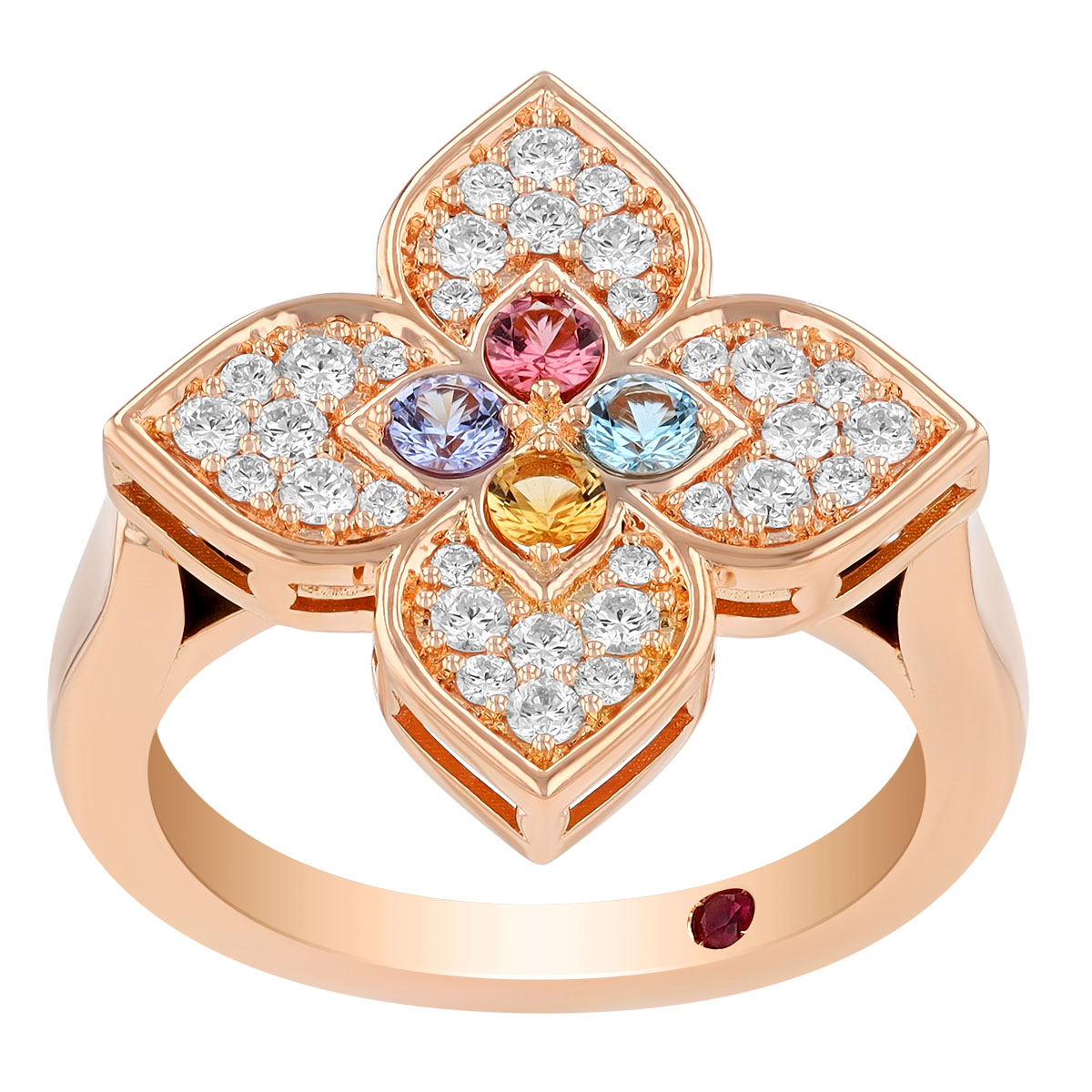 Roberto Coin Venetian Princess Carnival Multiple Gemstone & Diamond Ring in Rose Gold