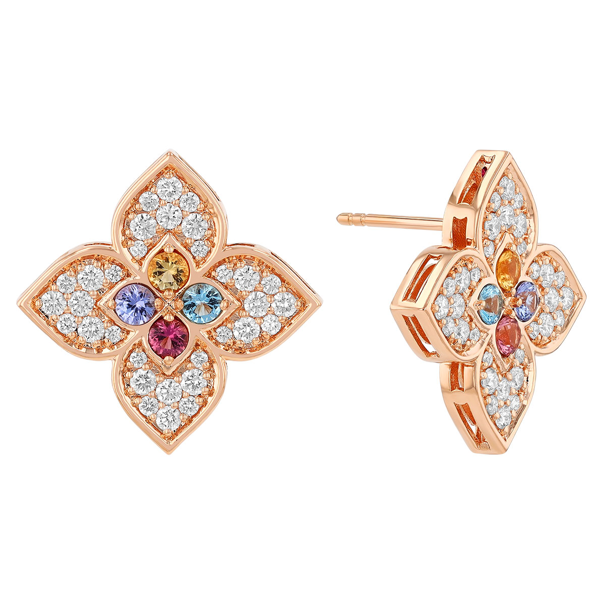 Roberto Coin Venetian Princess Carnival Multiple Gemstone Earrings in Rose Gold