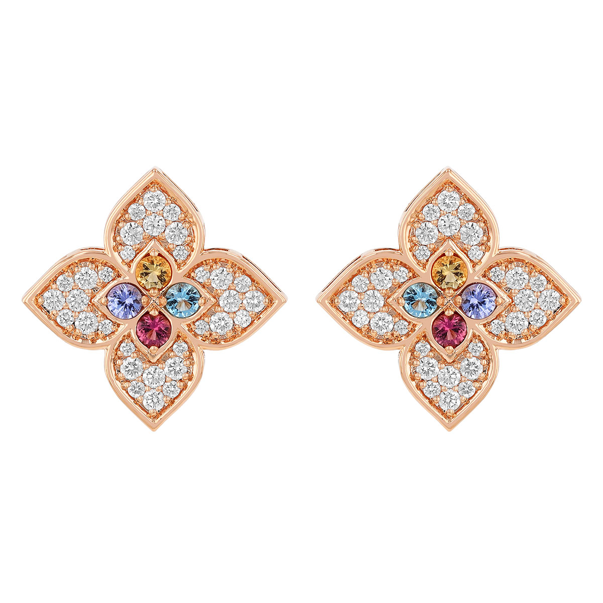 Roberto Coin Venetian Princess Carnival Multiple Gemstone Earrings in Rose Gold