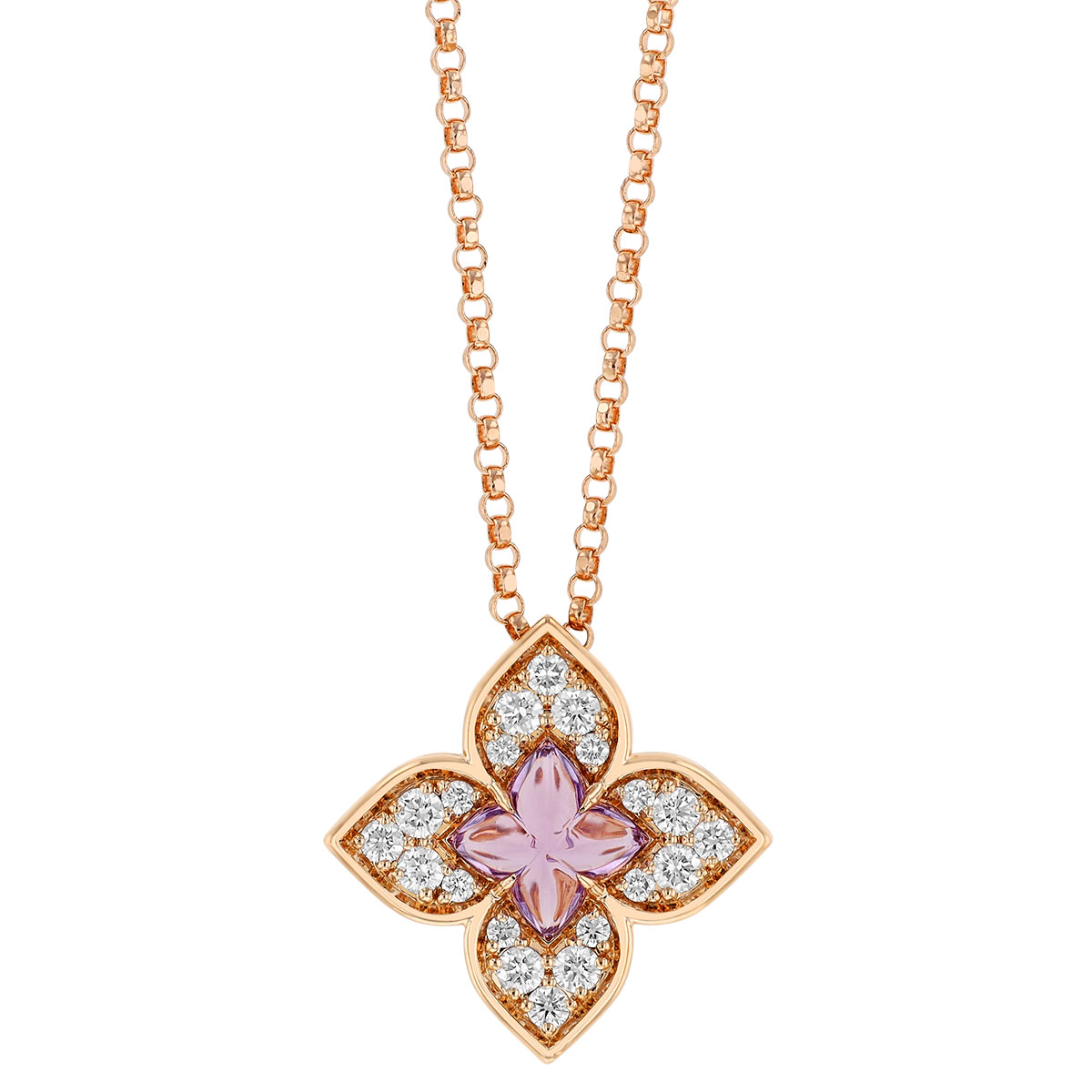 Roberto Coin Venetian Princess Carnival Amethyst & Diamond Small Pendant in Rose Gold, 17