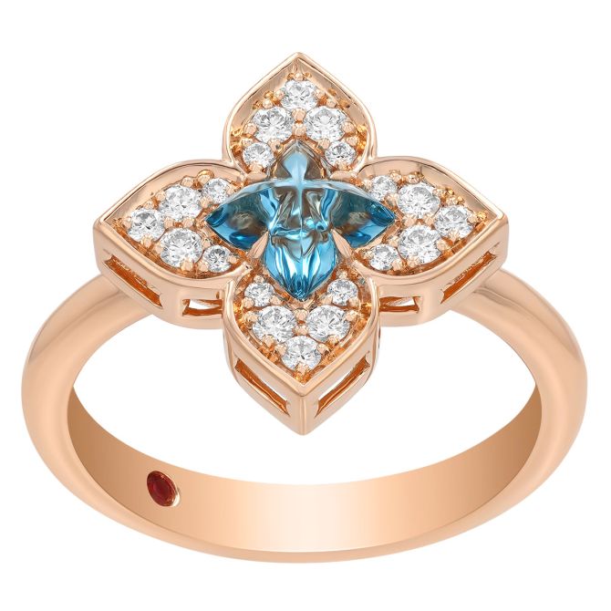 Roberto Coin Venetian Princess Carnival Blue Topaz & Diamond Ring in Rose Gold