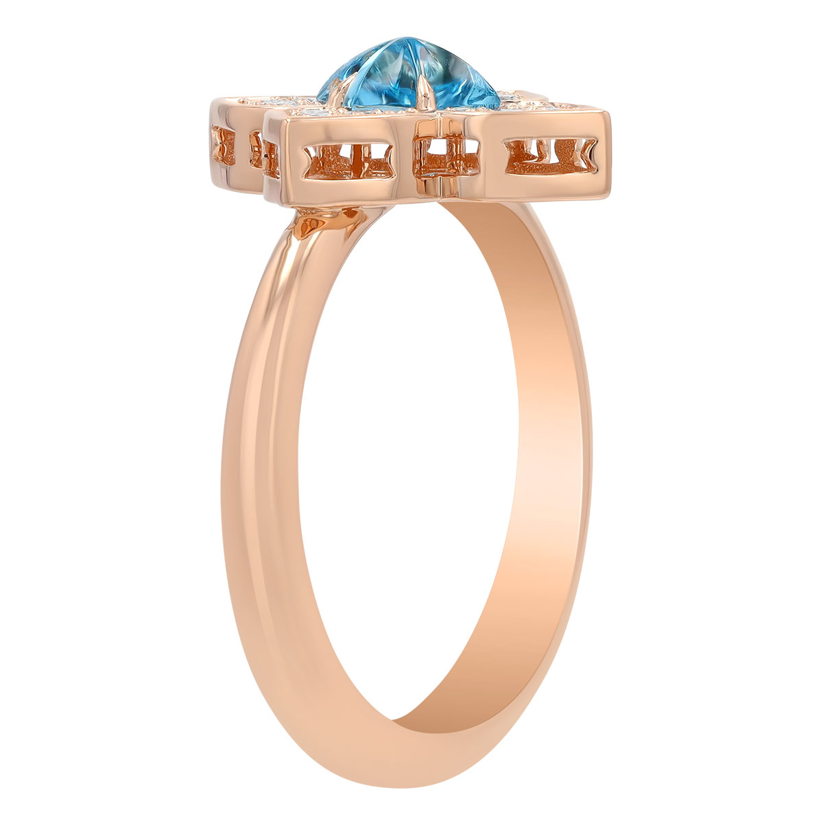 Roberto Coin Venetian Princess Carnival Blue Topaz & Diamond Ring in Rose Gold