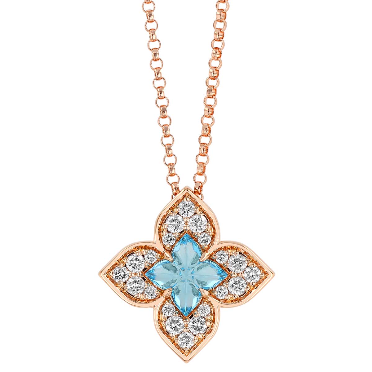 Roberto Coin Venetian Princess Carnival Blue Topaz & Diamond Small Pendant in Rose Gold, 17