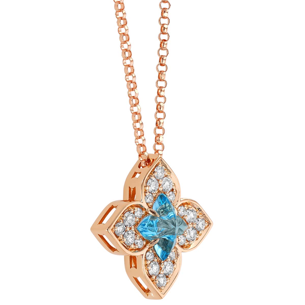 Roberto Coin Venetian Princess Carnival Blue Topaz & Diamond Small Pendant in Rose Gold, 17